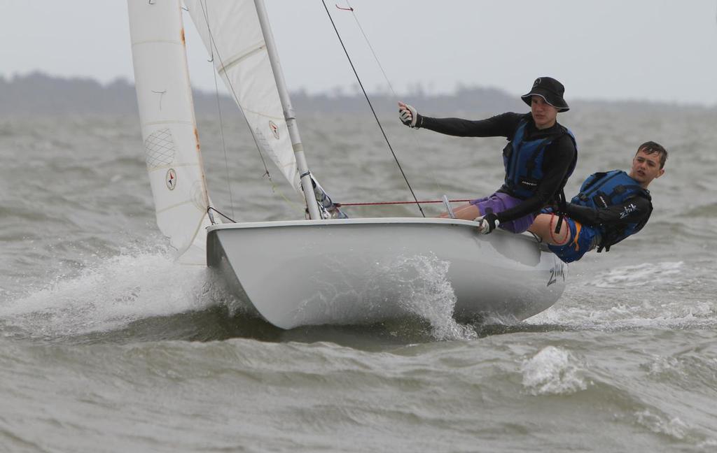 Day 2, Aaron McRae and Ben Pearson from Townsville Sailing Club sailing a Flying 11. - Zhik Mission Beach Regatta © Thomas Orr