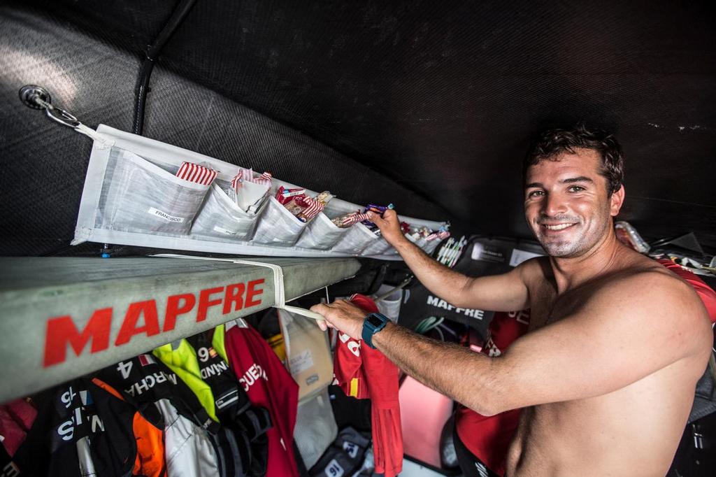 December 03, 2014. Leg 2 onboard MAPFRE. Snack time for Carlos Hernandez. © Francisco Vignale/Mapfre/Volvo Ocean Race