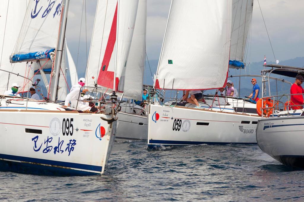 Just close your eyes and go for the gap. Charter start. Phuket King's Cup 2014 © Guy Nowell / Phuket King's Cup