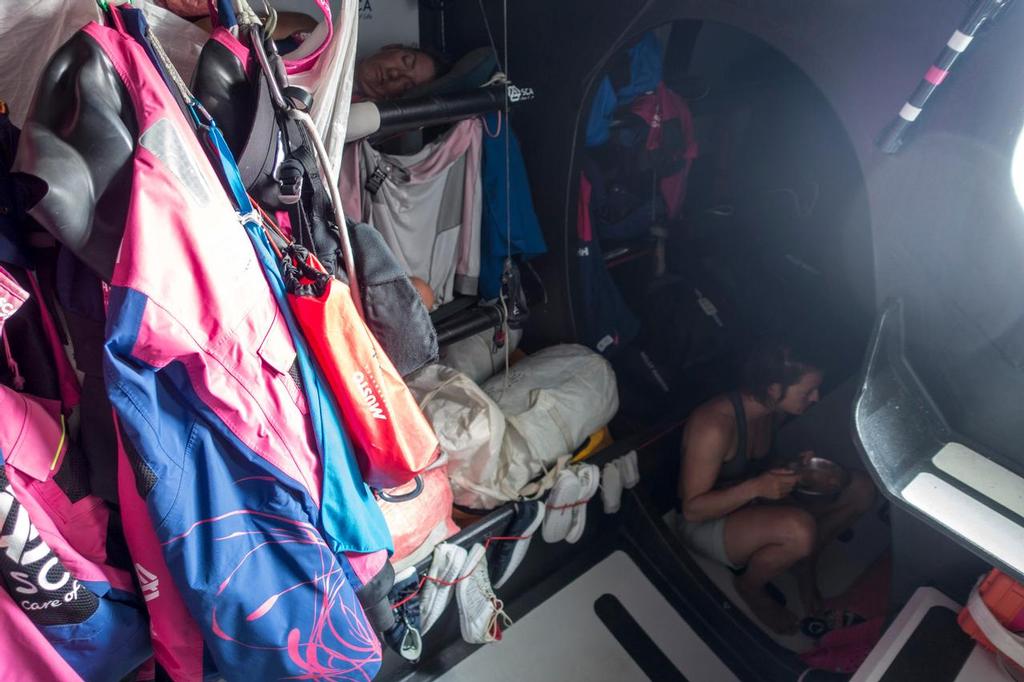 December 8, 2014. Leg 2 onboard Team SCA. A fraction of life on board Team SCA. photo copyright Corinna Halloran / Team SCA taken at  and featuring the  class