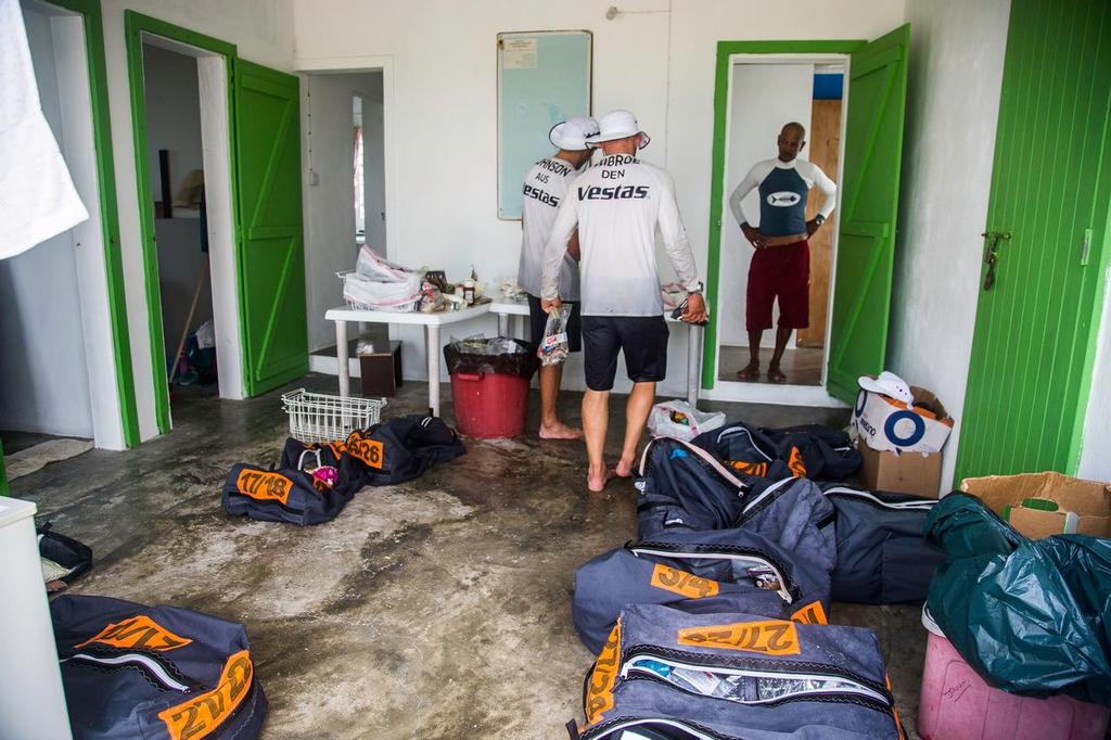 Team Vestas Windcrew in the  Cargados Carajos Shoals Hilton (really the coastguard station).  © Brian Carlin - Team Vestas Wind