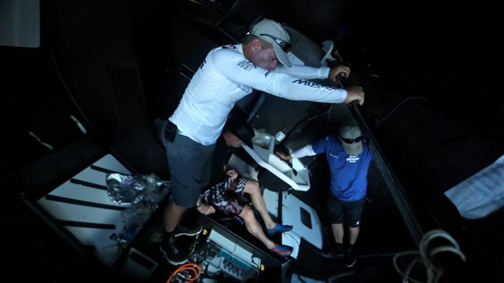 December 19, 2014. Chris Nicholson and Neil Cox begin the Team Vestas Wind salvage operation in St Brandon Island - Mauritius. photo copyright Shane Smart/Volvo Ocean Race http://www.volvooceanrace.com taken at  and featuring the  class