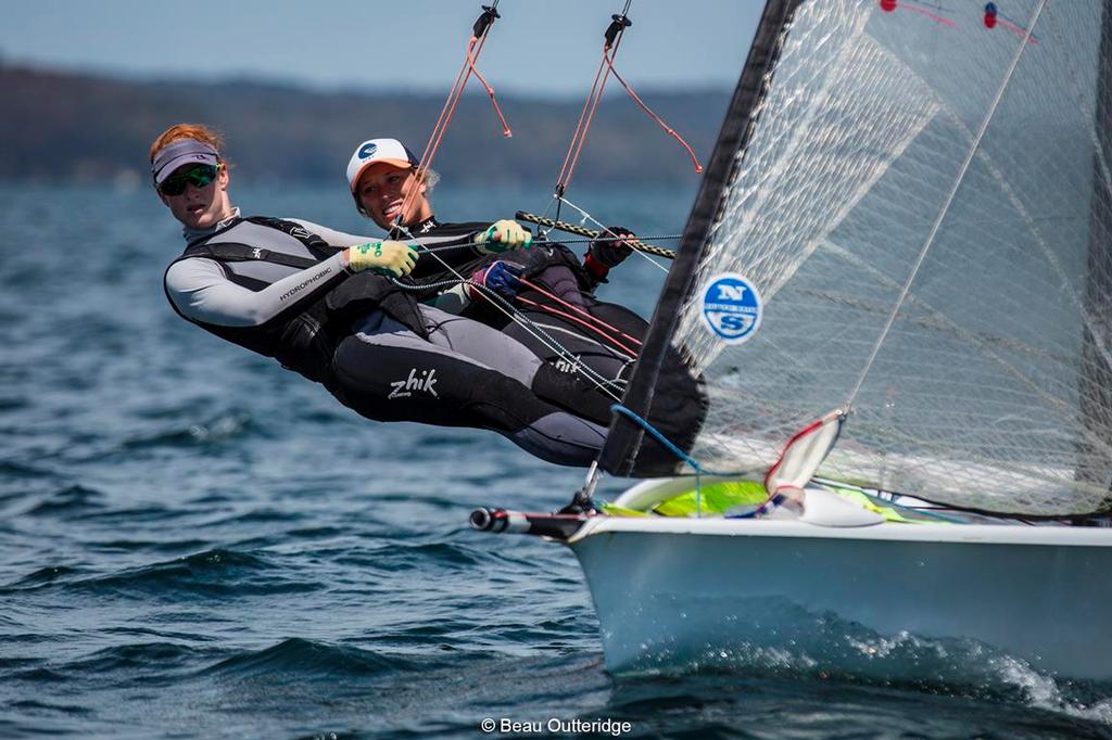 Haylee Outteridge and Sarah Cook, 49erFX - ISAF Sailing World Cup – Melbourne 2014. © Jeff Crow/ Sport the Library http://www.sportlibrary.com.au