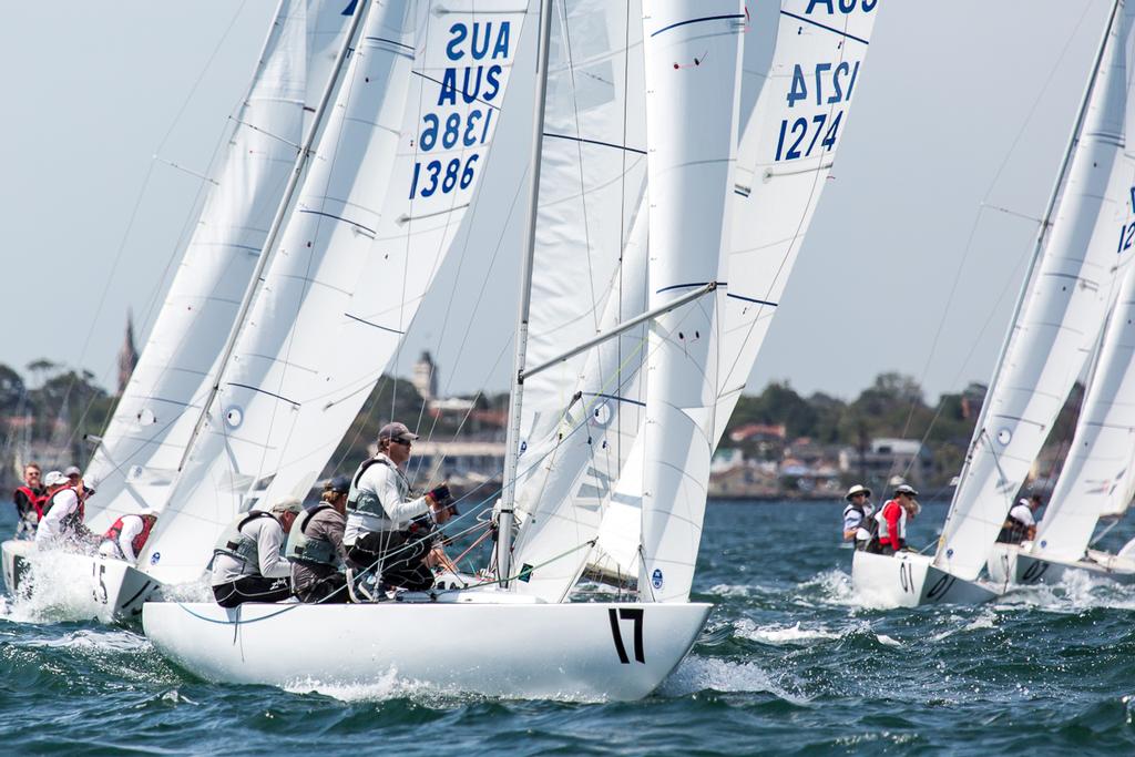 2013 VIC State Championship - Tango (17) coming into top mark - Christopher Hampton, Ian Johnson and Matthew Johns. - 2015 Etchells Australian Championship © Kylie Wilson Positive Image - copyright http://www.positiveimage.com.au/etchells