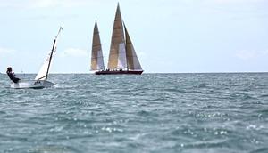 Steinlager 2 heads away after the Sir Peter Blake Regatta, Torbay, December 7, 2014 photo copyright  Will Calver - Ocean Photography http://www.oceanphotography.co.nz/ taken at  and featuring the  class