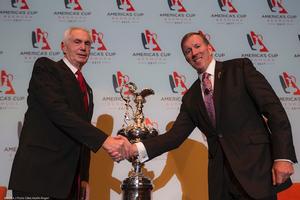 35th America&rsquo;s Cup - Venue Announcement Press Conference - New York (NY), 02/12/2014, Harvey Schiller (Commercial Commissioner) The Premier of Bermuda, Mr. Michael Dunkey, JP, MP. photo copyright ACEA /Gilles Martin-Raget taken at  and featuring the  class