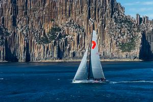 Wild Oats XI seven-time line honours winner at the Rolex Sydney Hobart  - WILD OATS XI, Sail No: 10001, Bow No: XI, Owner: Robert Oatley, Skipper: Mark Richards, Design: Reichel Pugh 30 Mtr, LOA (m): 30.5, State: NSW passing Organ Pipes. photo copyright Carlo Borlenghi / Rolex taken at  and featuring the  class