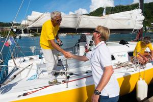 RORC's Nick Elliott welcomes Bingo to Grenada - RORC Transatlantic Race 2014. photo copyright RORC/Arthur Daniel and Orlando K Romain taken at  and featuring the  class
