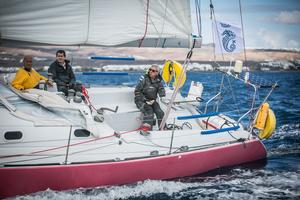 Sérénade, Denis Villotte's JNP 12 Biquille with crew members Alain Houchard and Philippe Porta  - RORC Transatlantic Race 2014. photo copyright Puerto Calero/James Mitchell taken at  and featuring the  class