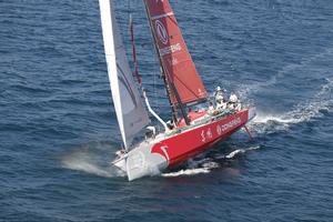 Leg Two Complete - Epic battle for Dongfeng Race Team right to the finish line as they finish in second place with an official time of 08:41:40 UTC.  - Volvo Ocean Race 2014-15. photo copyright Yann Riou / Dongfeng Race Team taken at  and featuring the  class