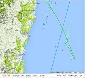 Track of Perpetual Loyal which withdrawn from the Rolex Sydney Hobart Race at 0800hrs on December 27, 2014 photo copyright Rolex Sydney Hobart taken at  and featuring the  class