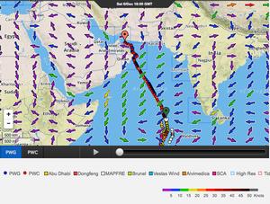 Predictwind&rsquo;s routing function shows a near direct approach for the next four days to reach the approaches to the Straits of Hormuz photo copyright PredictWind http://www.predictwind.com taken at  and featuring the  class