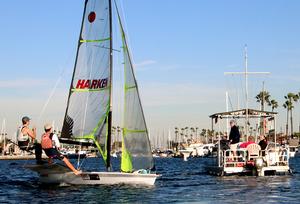 The last boat the Gibbs passed was the race committee barge photo copyright Rich Roberts taken at  and featuring the  class