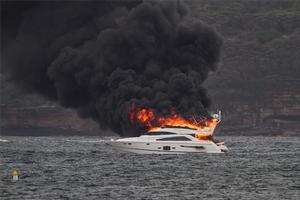 Boat fire Sydney harbour November 19, 2014 photo copyright Beth Morley - Sport Sailing Photography http://www.sportsailingphotography.com taken at  and featuring the  class