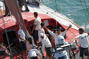 Epic battle for Dongfeng Race Team right to the finish line as they finish in second place with an official time of 08:41:40 UTC. photo copyright  Ainhoa Sanchez/Volvo Ocean Race taken at  and featuring the  class