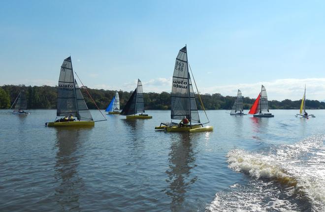 Full drift off conditions - Weta Regatta, February 2014, Canberra, Australia © Miranda Powrie