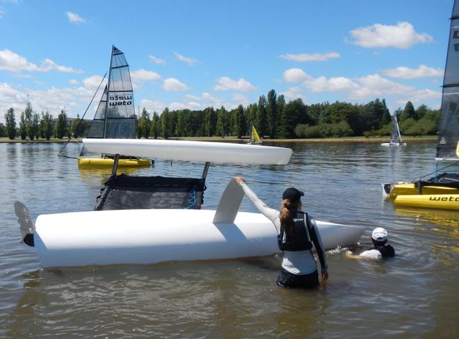 Righting - Weta Regatta, February 2014, Canberra, Australia © Miranda Powrie