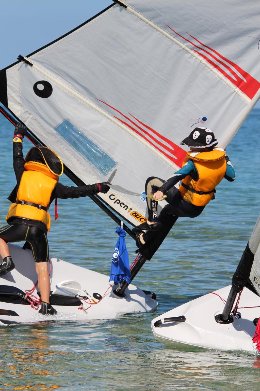 Freestyle fun - sword fighting from up the mast! © Diedre Snooks