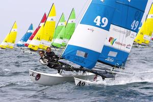 Brett White and Linda Renouf Grandmaster Division - Hobie 16 World Championships Jervis Bay NSW photo copyright Linda Renouf taken at  and featuring the  class