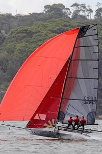 eurolink at pace on her first harbour outing yesterday - JJ Giltinan 18ft Skiff Championship 2014 photo copyright Australian 18 Footers League http://www.18footers.com.au taken at  and featuring the  class