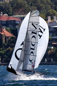 Mojo wine -  2014 JJ Giltinan 18ft Skiff Championship photo copyright Frank Quealey /Australian 18 Footers League http://www.18footers.com.au taken at  and featuring the  class