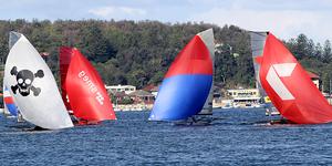 Slow progress downwind - JJ Giltinan Championship 2014 photo copyright Australian 18 Footers League http://www.18footers.com.au taken at  and featuring the  class