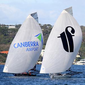 Thurlow Fisher Lawyers just shades The KitchenMaker for fourth place - JJ Giltinan Championship 2014 photo copyright Australian 18 Footers League http://www.18footers.com.au taken at  and featuring the  class