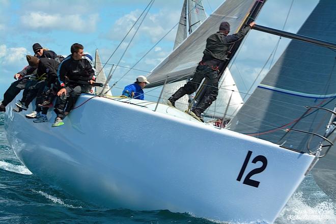 Skipper Kevin McNeil and his team aboard Nightshift hold the early lead at the Farr 40 Midwinters - Farr 40 Midwinter Championship © Sara Proctor http://www.sailfastphotography.com