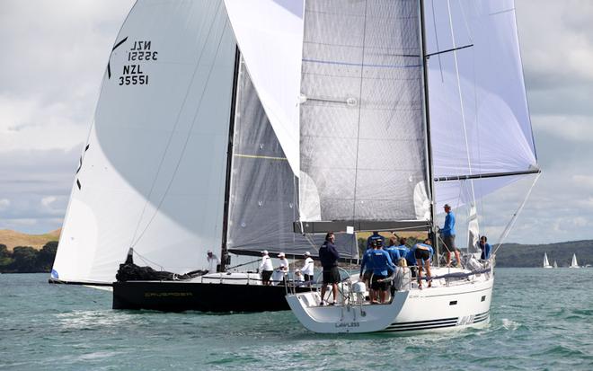 Close downwind racing between Lawless & Crusader - Jack Tar Auckland Regatta © Ivor Wilkins