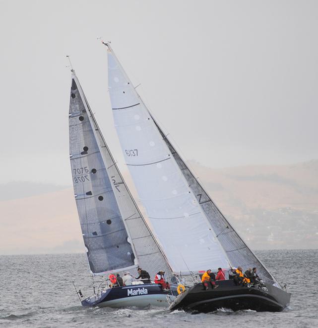 Black Magic  and Martela at the start of yesterday’s final Combined Clubs Long Race Series in Hobart © Peter Campbell