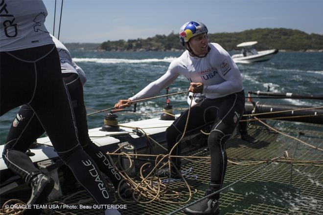 Rome Kirby sailing aboard Oracle Team USA's AC45 in Sydney harbour © Beau Outteridge/Oracle Team USA http://www.oracleteamusamedia.com/