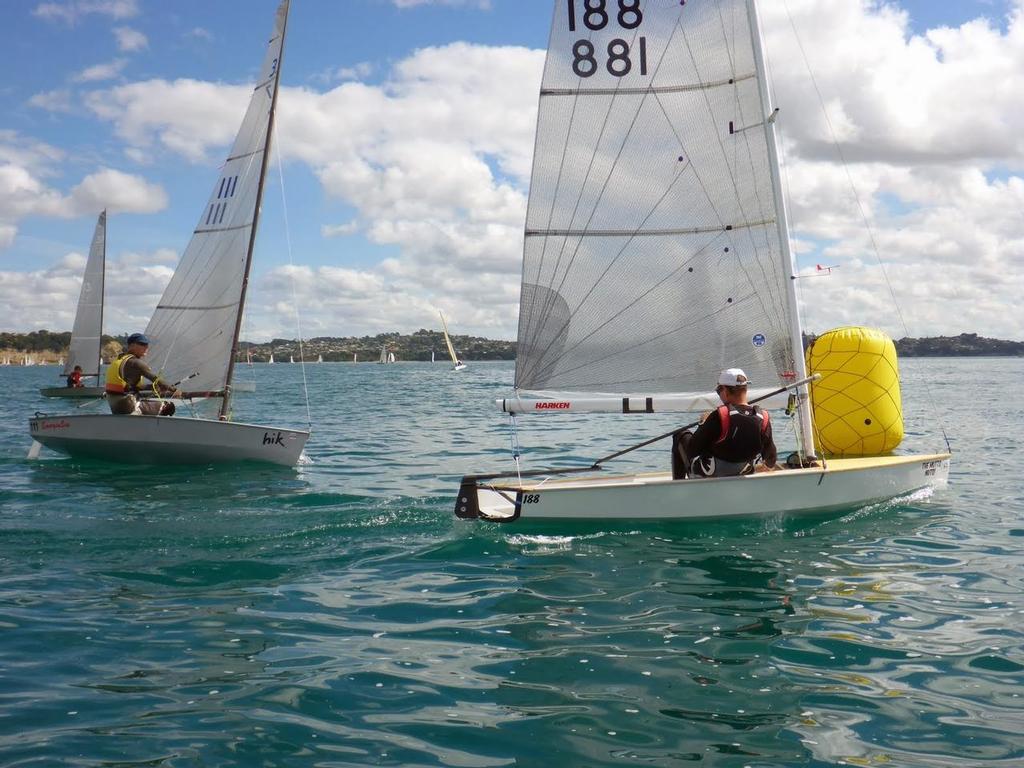 #188 Mike Jones rounding ahead of #111 Phil Ash shortend light air race - 2014 3.7 Class National Championship © Todd Burrough