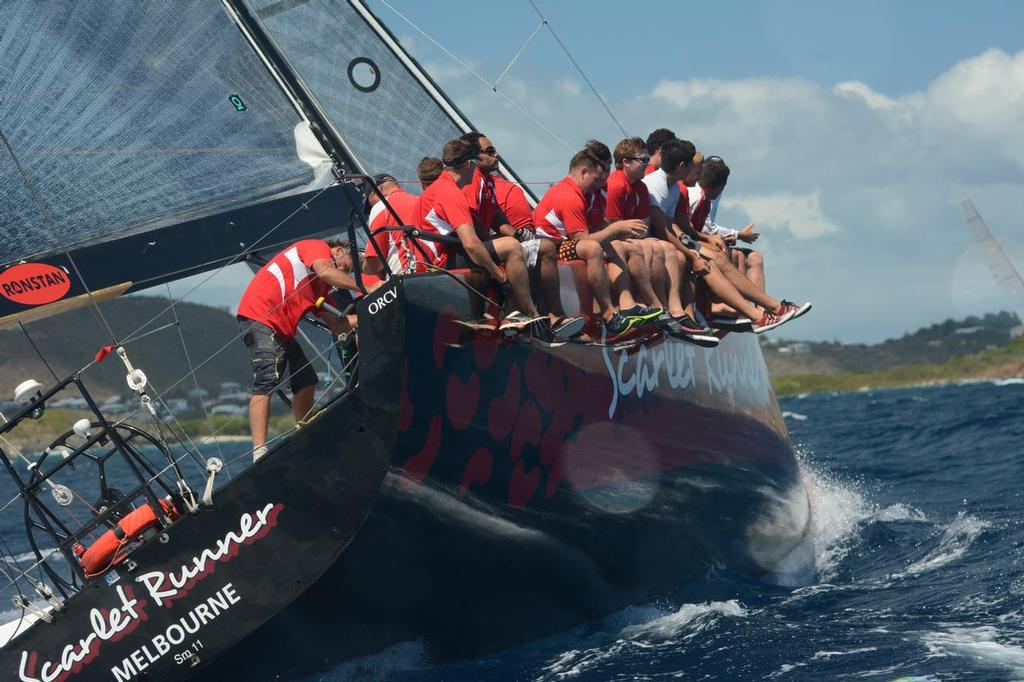 Riding the Rail on Australia-based Scarlett Runner. Credit: Dean Barnes - St. Thomas International Regatta - Photos to Accompany Bob Fisher's Daily Reports photo copyright Dean Barnes taken at  and featuring the  class