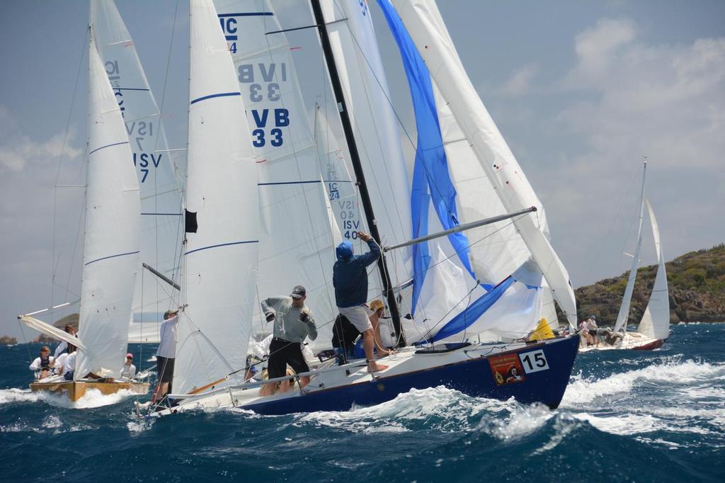 Tight mark roundings are the rule rather than the exception in the IC-24 Class on Day Two. Credit: Dean Barnes - St. Thomas International Regatta - Day 2 - To Accompany Bob Fisher's Report photo copyright Dean Barnes taken at  and featuring the  class