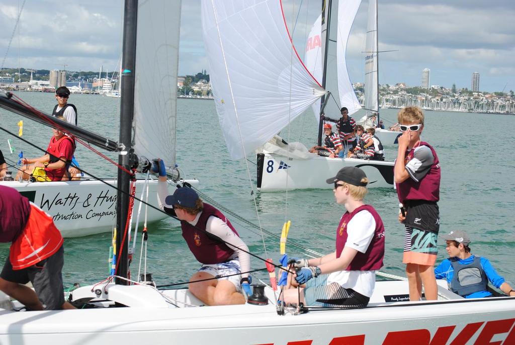 Kings College (foreground), Kristin School A & Westlake Boys High School - HARKEN Schools Regatta © YTP Media