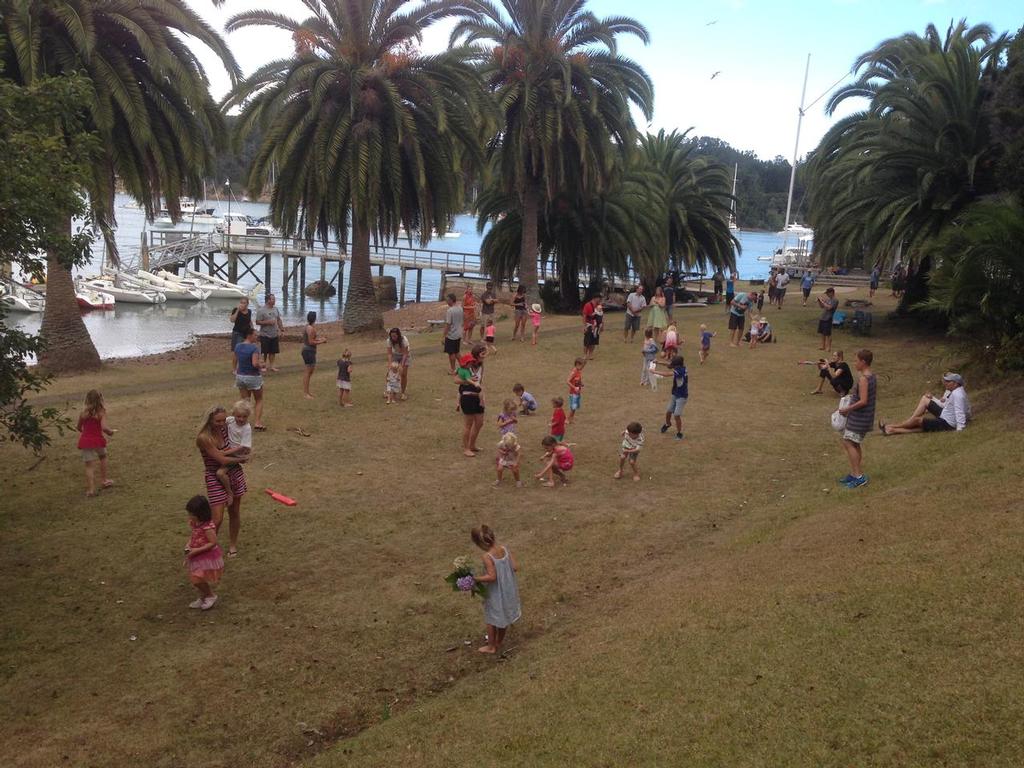 The lolly scramble in full swing - NZ E5.9 Association Kawau Weekend 2014 photo copyright Elliott 5.9 Association Media taken at  and featuring the  class