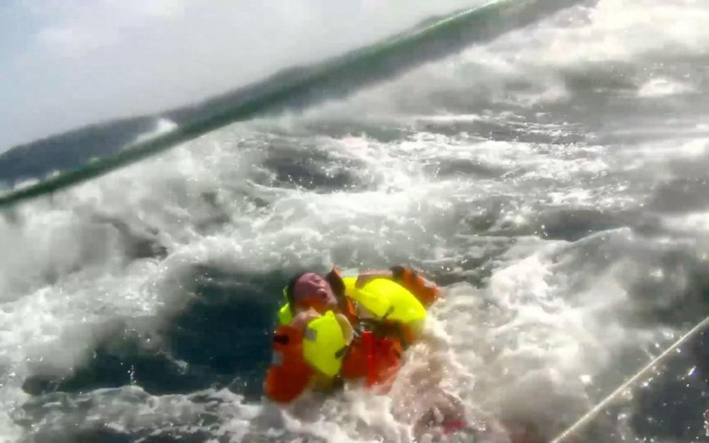 Andrew Taylor in the ocean prior to being rescued © Clipper Ventures