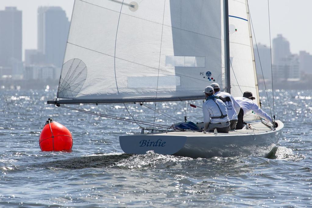 Birdie, with paralympian skipper Colin Harrison, Grant Alderson and David Todd. - 2014 Etchells WA Championship photo copyright Kylie Wilson Positive Image - copyright http://www.positiveimage.com.au/etchells taken at  and featuring the  class
