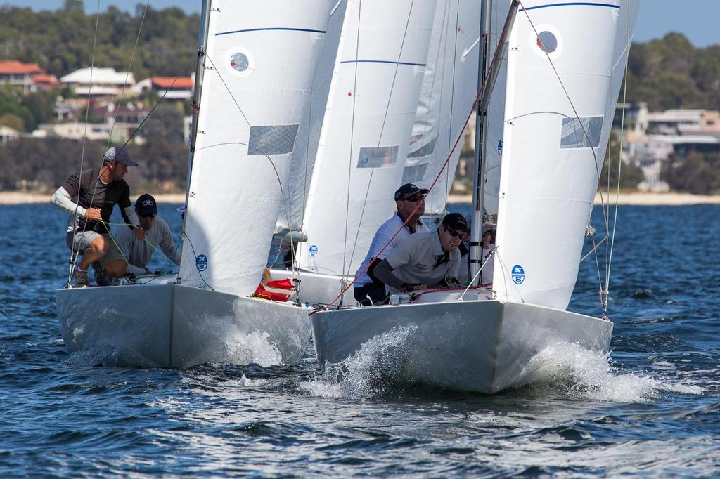 Heart Starter - brothers Mark and Grant Lovelady with Travis Keay and also Chilly Bin, which is crewed by Dirk Van Der Struyf, Gordon Blauuw and Jay Halligan. - 2014 Etchells WA Championship photo copyright Kylie Wilson Positive Image - copyright http://www.positiveimage.com.au/etchells taken at  and featuring the  class