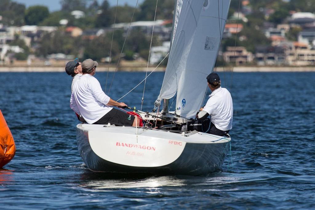 Ben Durham, Skip Lissiman and Andy Feathers on Bandwagon. - 2014 Etchells WA Championship © Kylie Wilson Positive Image - copyright http://www.positiveimage.com.au/etchells