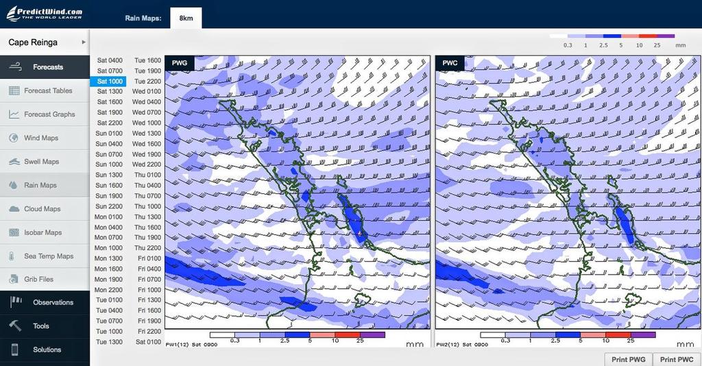 Rain map - Saturday March 15, 1000hrs - Auckland - PredictWind Cyclone Lusi photo copyright PredictWind http://www.predictwind.com taken at  and featuring the  class