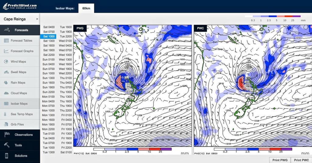 Isobar map 1000hrs March 14, 2014 - Cyclone Lusi, photo copyright PredictWind http://www.predictwind.com taken at  and featuring the  class