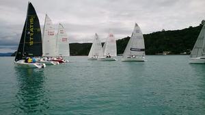 There was actually some E5.9 racing over the weekend! (Photo by Mike Leyland of Y88 War Machine) - NZ E5.9 Association Kawau Weekend 2014 photo copyright Elliott 5.9 Association Media taken at  and featuring the  class