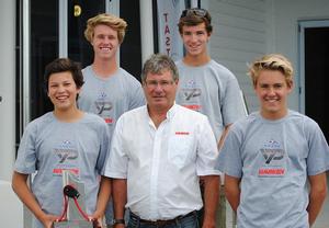 2014 Harken Schools Regatta Winners - Kristin School (Leonard Takahashi, Sam Hassall, Rory McCutcheon & Oscar Gunn pictured with Harken NZ Managing Director Garry Lock) - HARKEN Schools Regatta photo copyright Sara Tucker taken at  and featuring the  class
