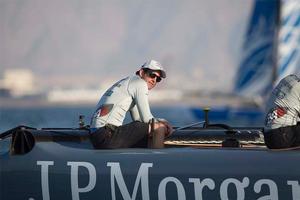 Sir Ben Ainslie onboard JP Morgan BAR during day one of Act 2 - 2014 Extreme Sailing Series photo copyright Lloyd Images/Extreme Sailing Series taken at  and featuring the  class