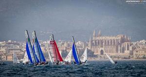 2014 ISAF Sailing World Cup Mallorca Day 2 -  Nacra 17, Allan Horregaard and Line Just Emsvang (DEN); Gabrio Zandona and Giulia Zappacosta (ITA); David Bondi and Cristina Celli (ITA) photo copyright  Trofeo S.A.R. Princesa Sofia / Jesus Renedo http://www.trofeoprincesasofia.org/ taken at  and featuring the  class