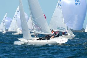 Fifteen+ show a very clean pair of heals to the fleet during Race Four. - 2014 Victorian Etchells Championship photo copyright David Jeffreys http://www.davidjeffreys.com.au/ taken at  and featuring the  class