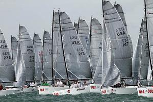 Melges 20 fleet on the opening day of racing at the 2014 Bacardi Miami Sailing Week photo copyright JOY /IM20CA http://melges20.com/ taken at  and featuring the  class