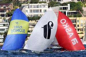 A variety of downwind angles - JJ Giltinan Trophy - Day 7, Race 6 photo copyright Frank Quealey /Australian 18 Footers League http://www.18footers.com.au taken at  and featuring the  class