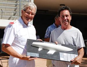 Peter Chappell collects his Masters trophy from the Commodore of the Royal Perth YC, Barry Honey. - 2014 Etchells WA Championship photo copyright Kylie Wilson Positive Image - copyright http://www.positiveimage.com.au/etchells taken at  and featuring the  class